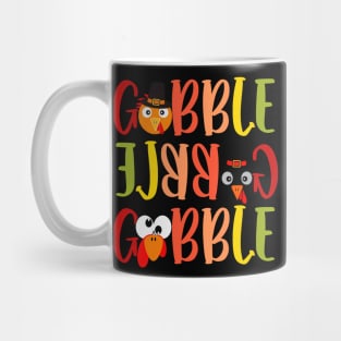 Cute Gobble Gobble Turkey Pilgrim Little Boys Thanksgiving Mug